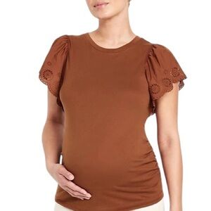 Old Navy Short Sleeve Maternity Top eyelet short sleeves Fall Shirt Size Medium